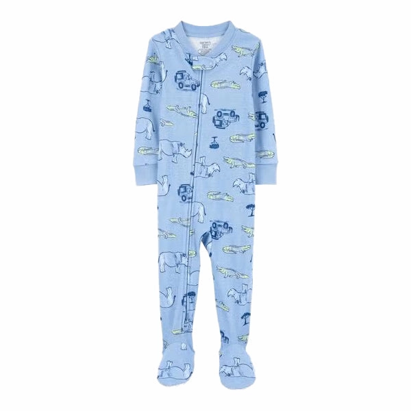 Boys' 1-Piece Safari Print Footie Pajamas 2S401110 Adjustable drawstring Thermal Regulation Fabric