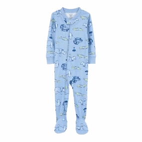Boys' 1-Piece Safari Print Footie Pajamas 2S401110 Stretchable Knit AntiSnagYarnProcessing