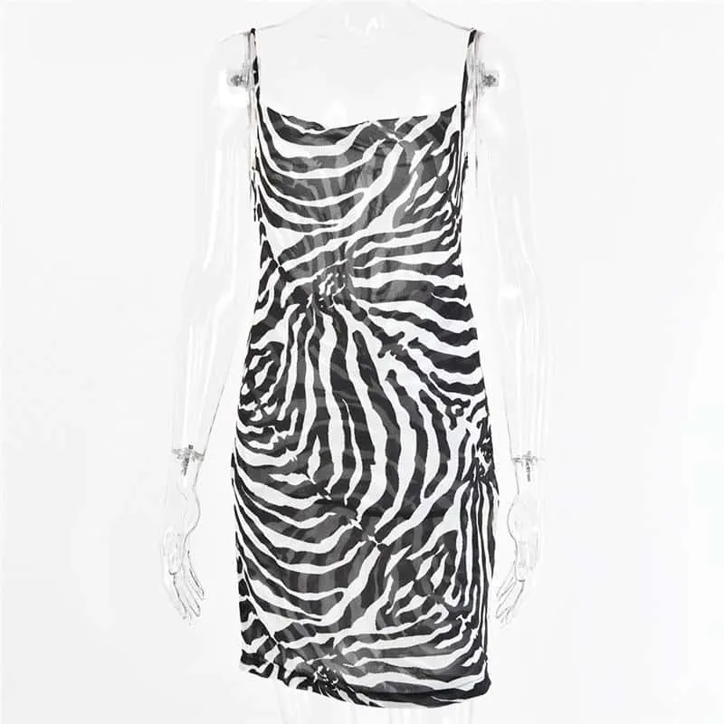 Zebra Print Dress with Spaghetti Straps Daily Style