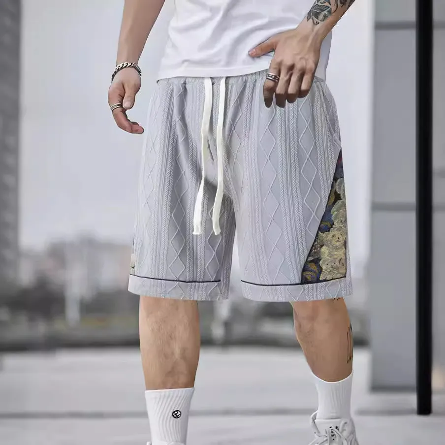 Casual Jacquard Color Matching Shorts Reflective Safety Details