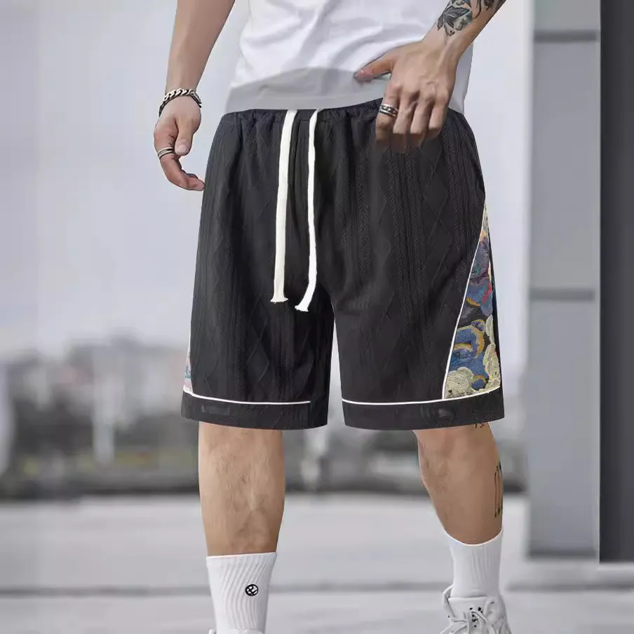 Casual Jacquard Color Matching Shorts Casual Wear
