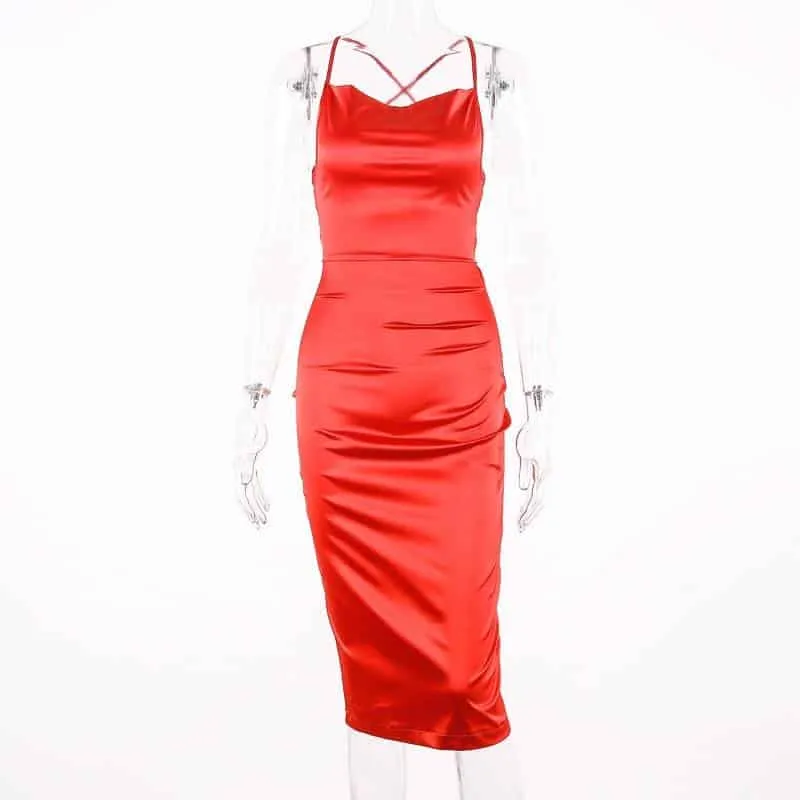 Long Satin Bodycon Dress for Women LightweightMaterial Light Volume