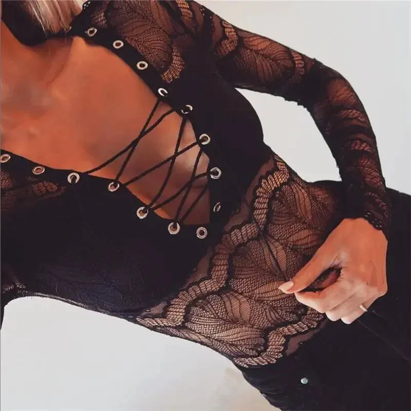 Airflow Vents Long Sleeve Lace Up Bodysuit