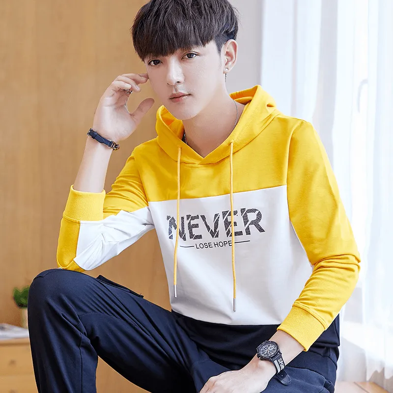 Loose Hooded Sweater Trendy Men'S Upper Clothes Jacket Minimalist Wear Simple Look