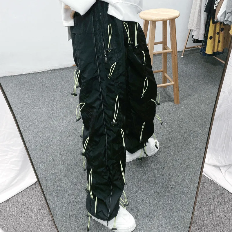 Loose Trousers Overalls Mid-Waist Solid Color Casual High Mobility