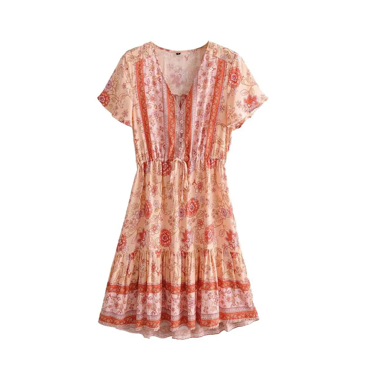 Lover V-Neck Women's Mini Dress with Short Sleeves Theater-Night