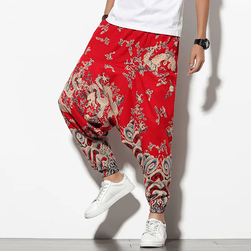 Adaptable Fit Summer Bohemian Loose Wide-Leg Elephant Flower Beach Trousers