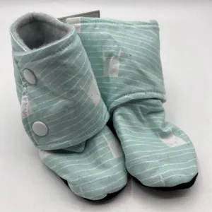 water - resistant snowy - day shoes Size 18-24m: Beaneroobaby Blue/White Striped Bunny Soft Leather Sole Booties-NEW