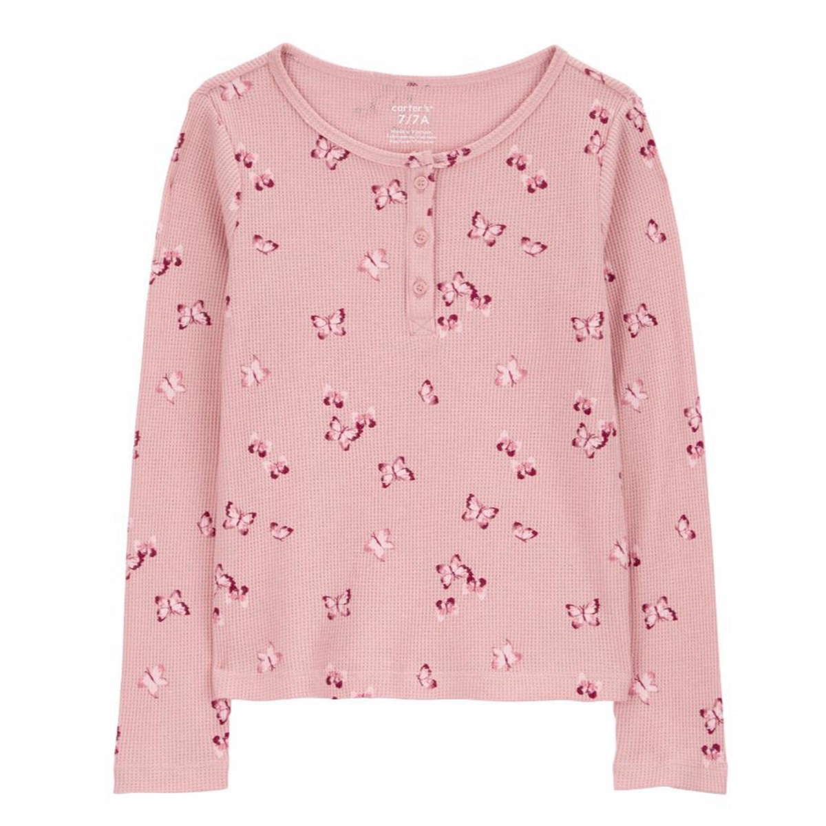 Girls' Pink Waffle Knit Long-Sleeve Shirt 3R5148 SheerLayering