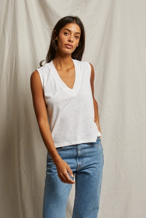 Lucy Jersey Sleeveless V-Neck Tank Layered Ventilation Zones Layered Hem Detailing