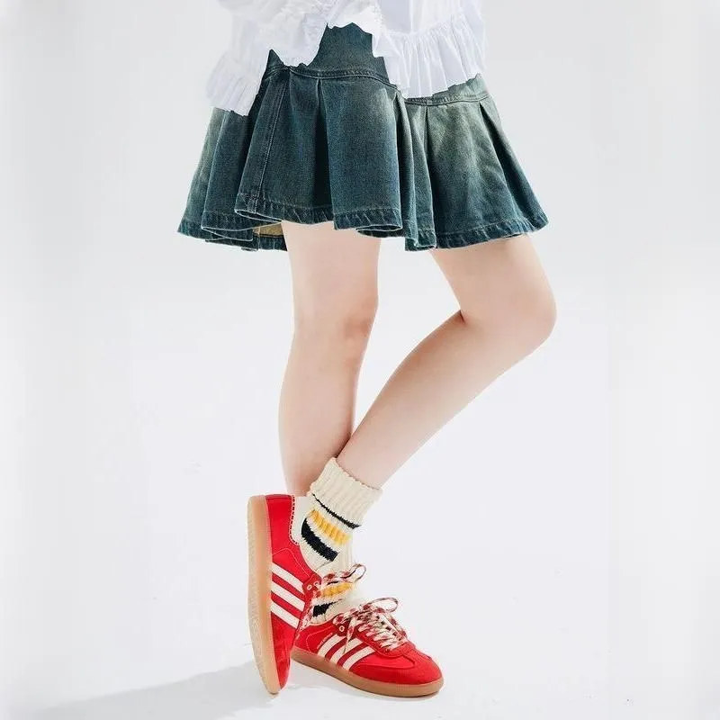 Autumn Winter Casual Denim A-Line Skirt with Pockets Occasion Wear