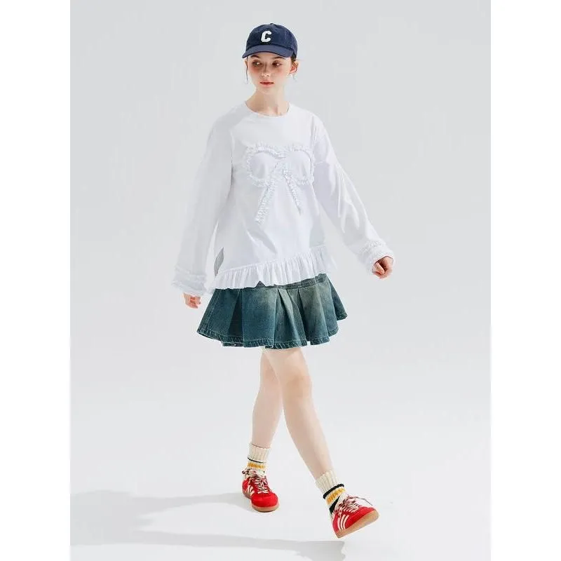 Festive Wear Autumn Winter Casual Denim A-Line Skirt with Pockets