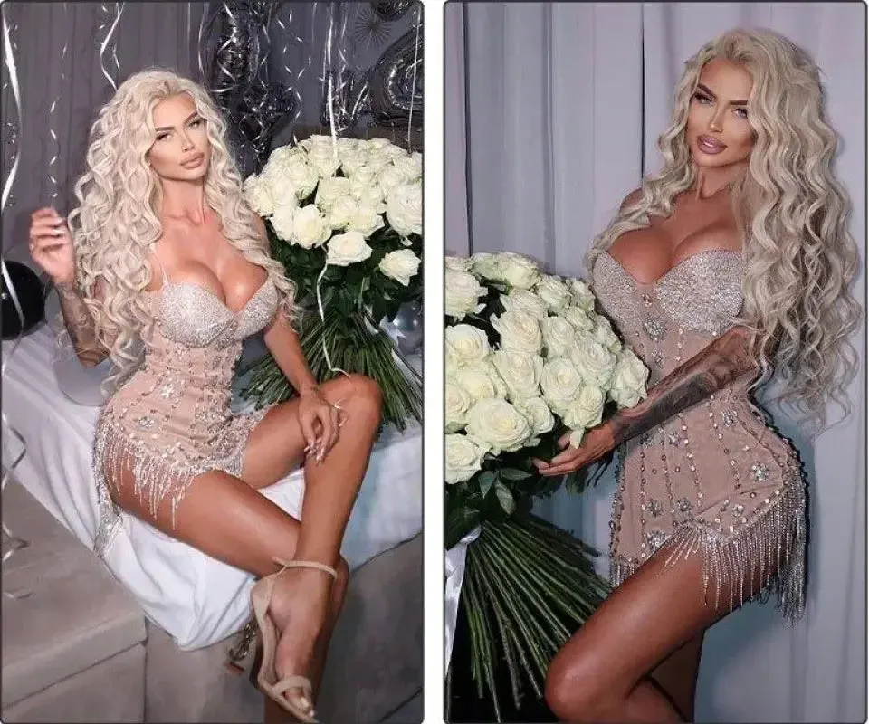 Luxury Crystal Tassel Dress ConvertibleStyle Sharp Cut