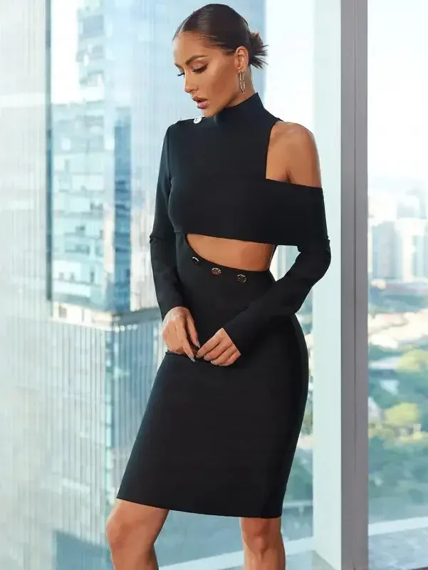 Lightweight insulation Virtual Mode Cut Out Bandage Dress