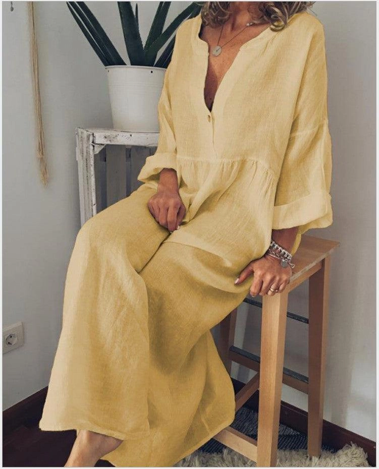 Casual printed long sleeve dress Odor-Control