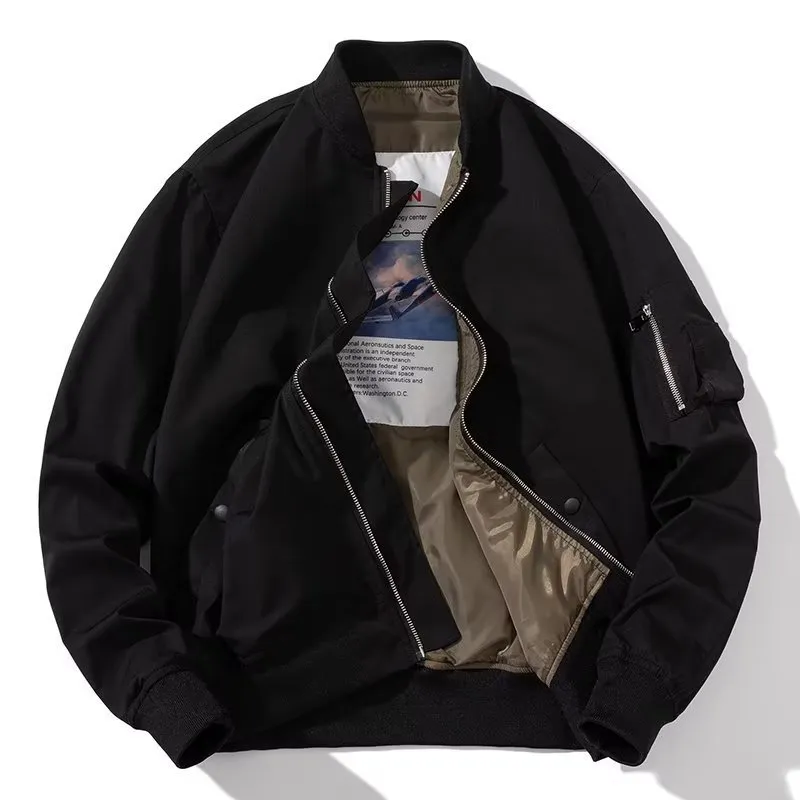 Male Couple Pilot Jacket Clothes Notch Lapel Stripe Look