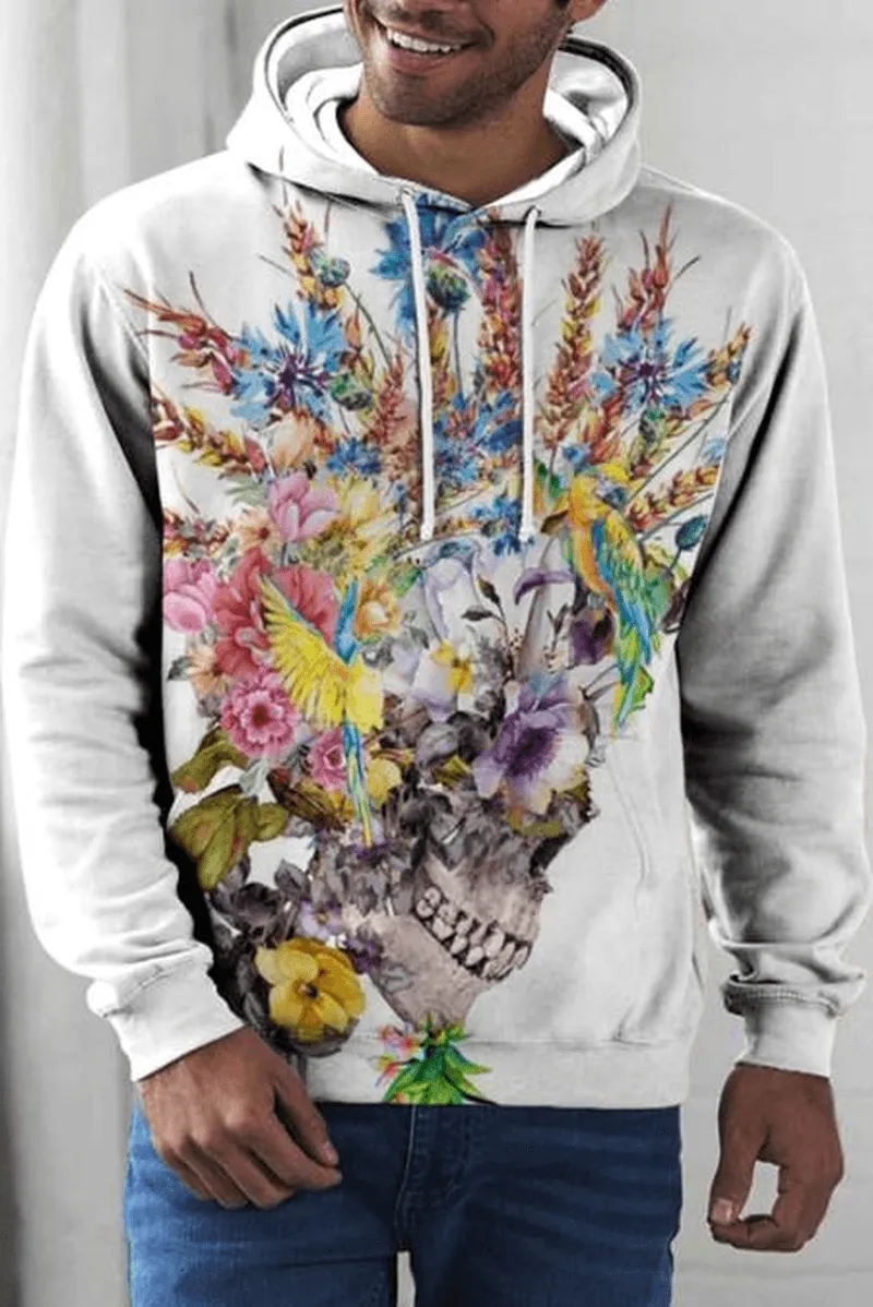 Essential Fit Men Comfort Polyester Loose Print Hoodie