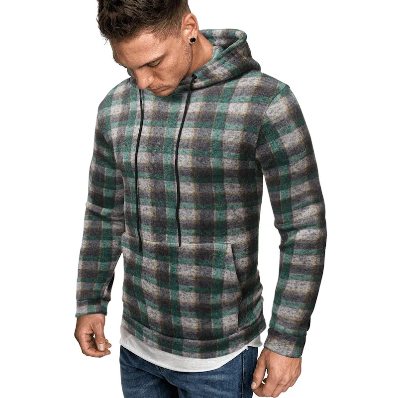 Men Cotton Autumn Hip Hop Plaid Hoodie product bright vibrancy Smart Wear
