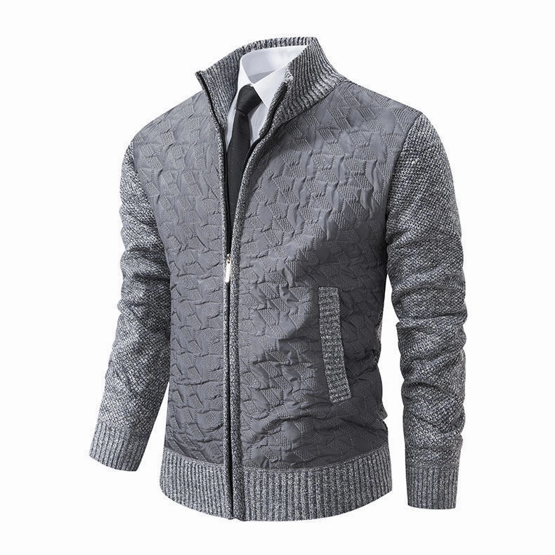 AdjustableCuffs ZeroWasteManufacturing Men's Sweater Jacket Men's Coat Stand-up Collar Slim Fit Casual Fashion Knitwear