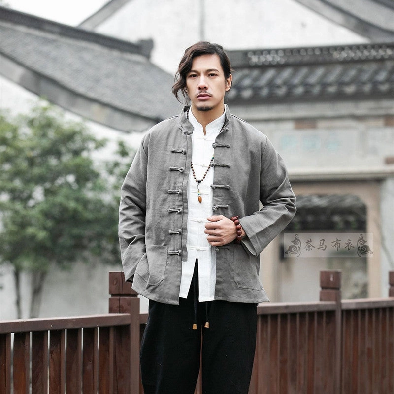Men's Tang Suit Cotton Linen Coat Chinese Style ThermalLined