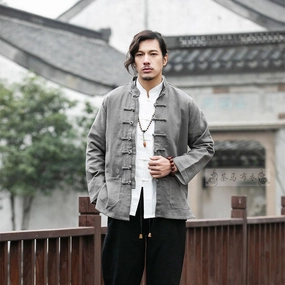 Men's Tang Suit Cotton Linen Coat Chinese Style FadeResistantDye ZeroWasteManufacturing