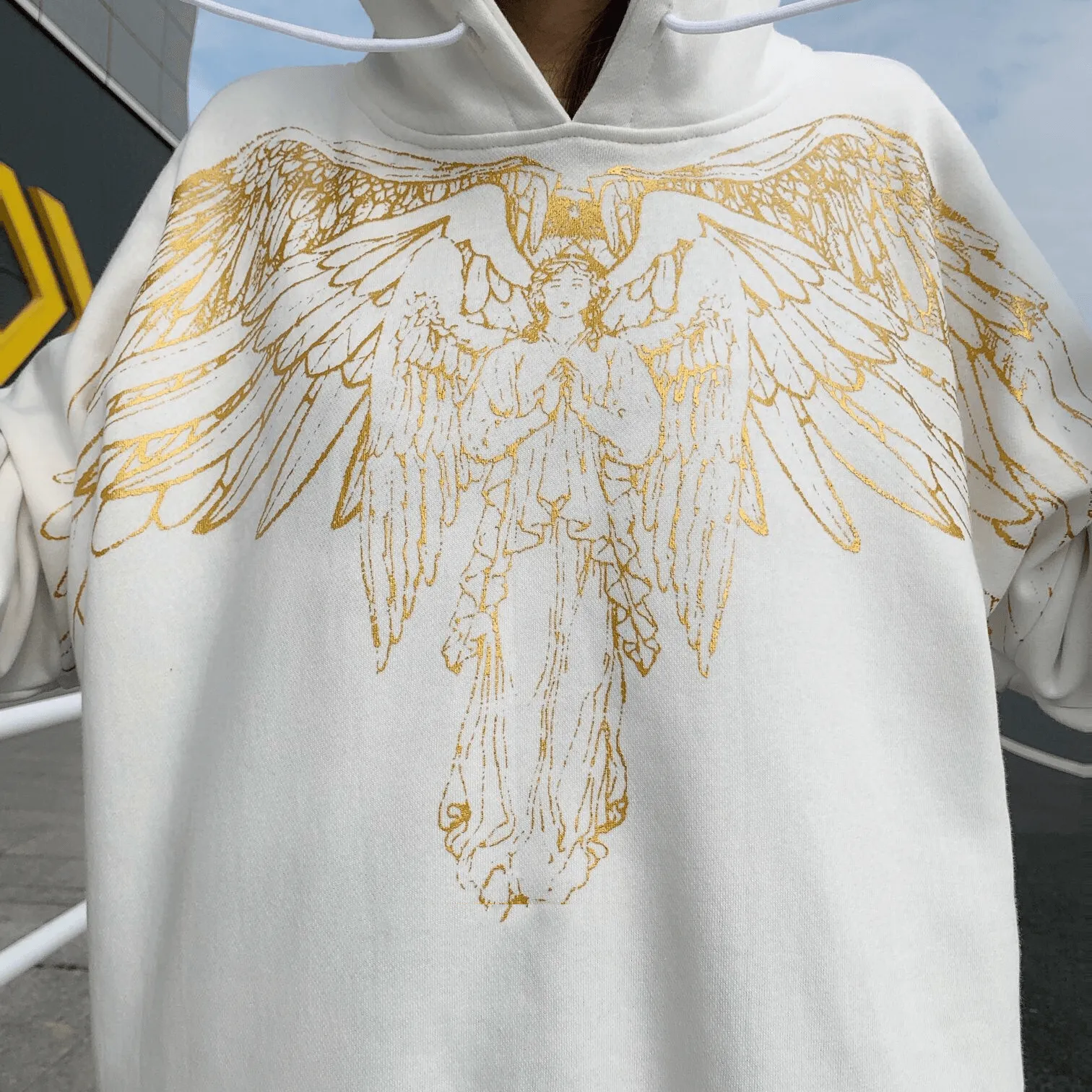 Casual Layers Cool Weather Men'S and Women'S Same Style Couple Sweater with Angel and Virgin Wings Pattern