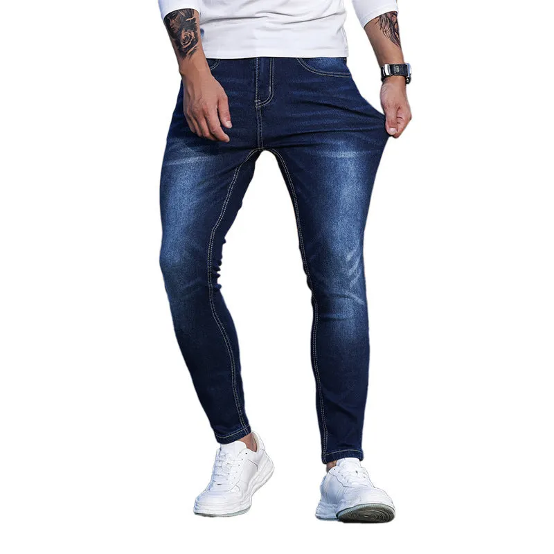 Men's Blue Stretch Skinny Denim Pants Active Outfit Casual Essentials