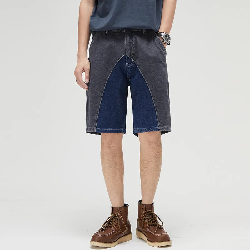 Men's Casual Patchwork Denim Shorts Flexible stretch new semester