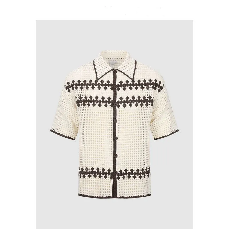 Self Cleaning Coating Men's Contrast Color Short-sleeved Sweater