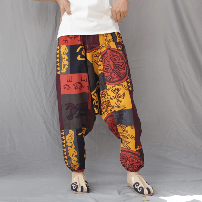 Tangle Free Cuffs Men'S Crotch Pants Loose Thai Pants Bloomers
