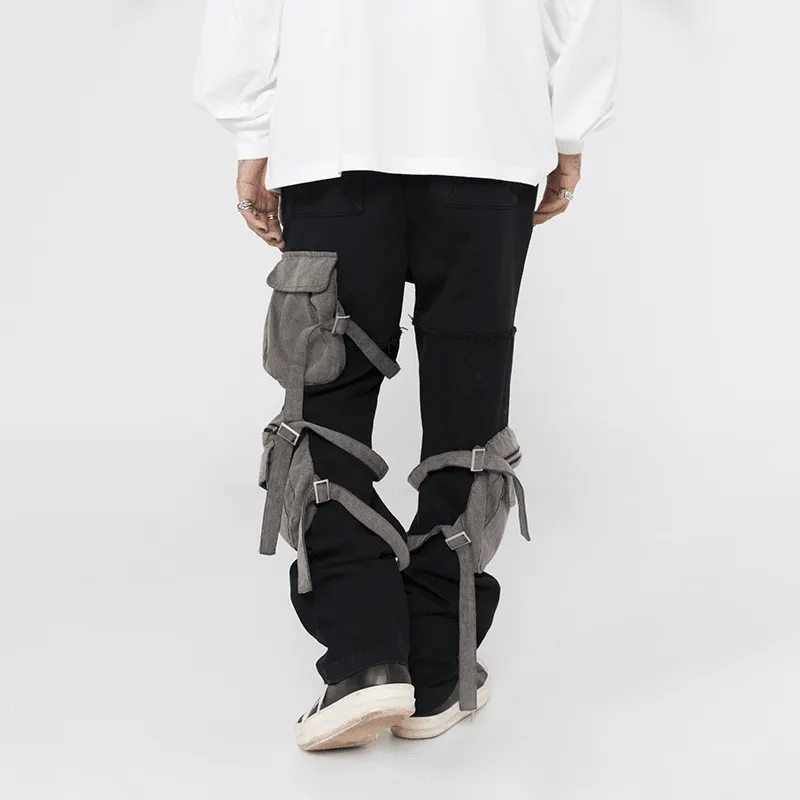 Men'S European and American Multi-Pocket Decoration Color Matching Casual Pants Tailored Wear