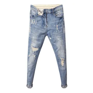 Outdoor Activity Men'S Fashion Trend Jeans Nine Points