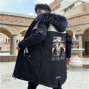 MultiPocketLayout Stylish Comfort Men'S Mid-Length Padded Warm Padded Jacket