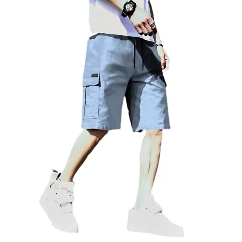 Reflective accents Daywear Men's Multi-bag Twill Cargo Shorts