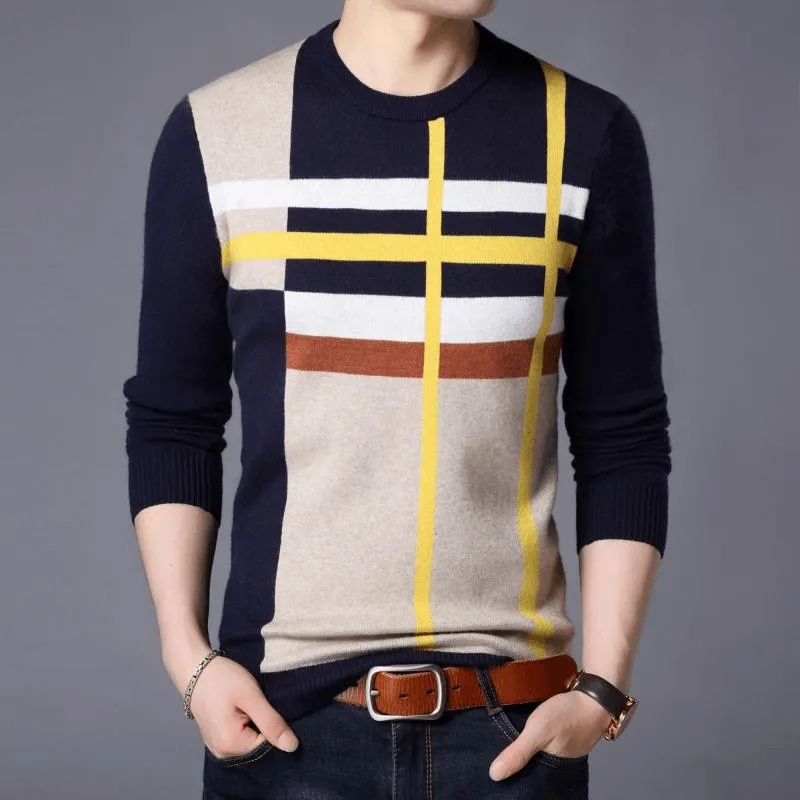 Chilly Fit Wear Men'S round Neck Striped Loose Long Sleeve Sweater