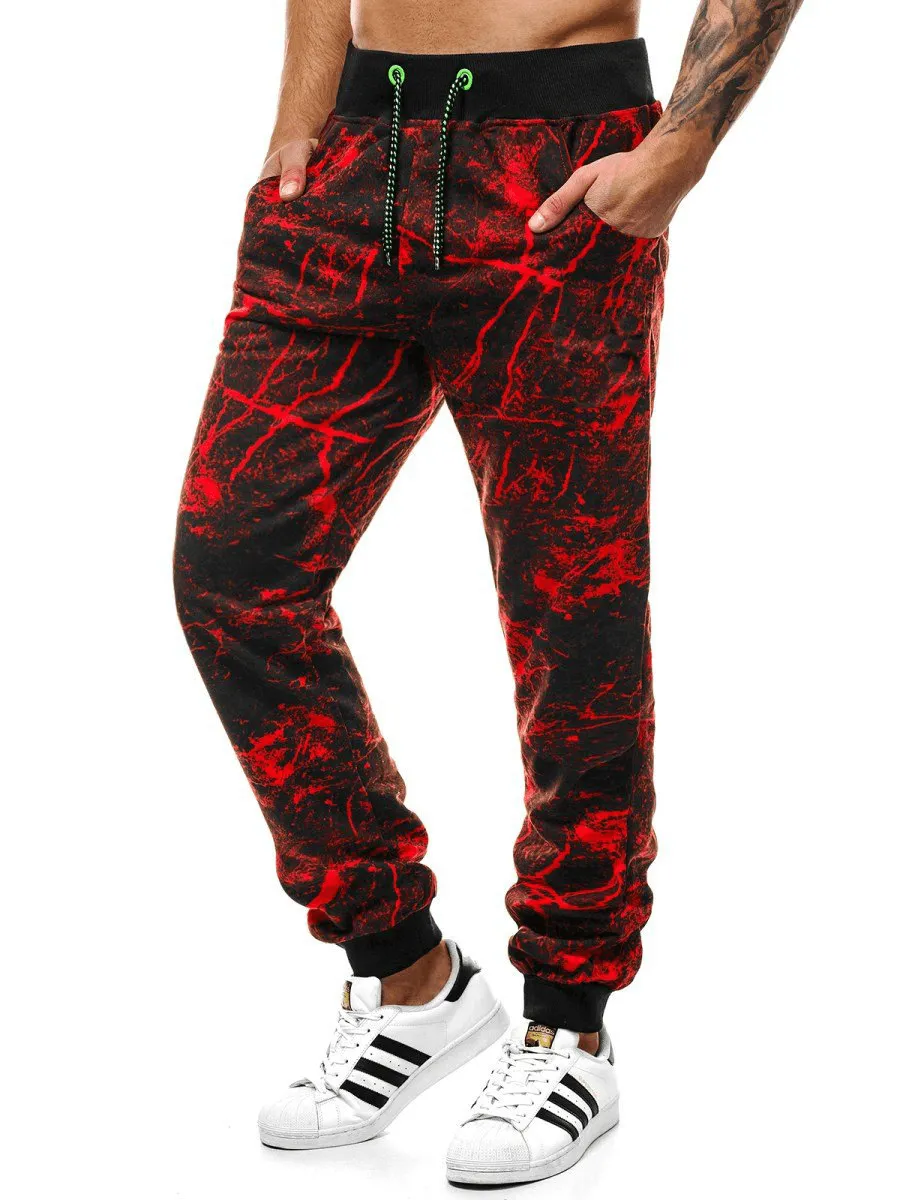 AllDayCompression Utility pocket Men'S Slim Ladder Cloud Printed Fashion Street Pants