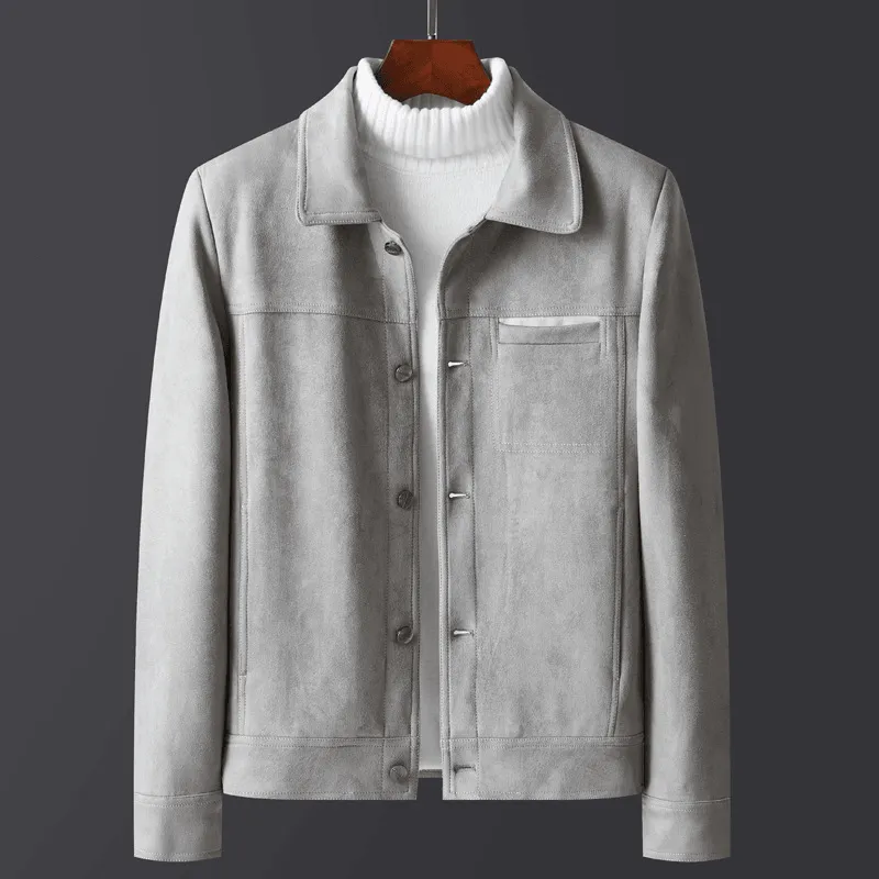 NonBulkyLayering ElasticWaistband Men'S Slim Lapel Casual Lamb Velvet Jacket