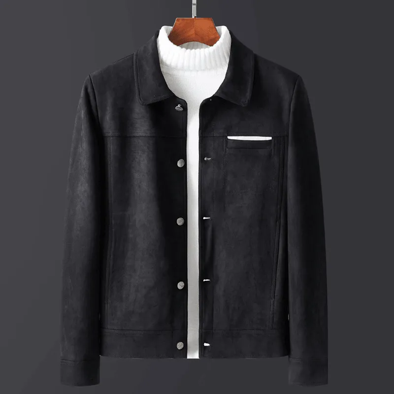 Stain Proof StretchFit Silhouette Men'S Slim Lapel Casual Lamb Velvet Jacket