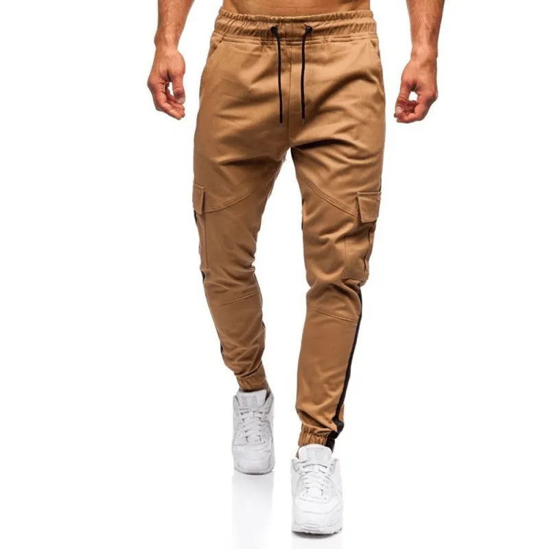Men'S Solid Color Flip Pocket Casual Tethered Straight Sports Pants Luxe Look