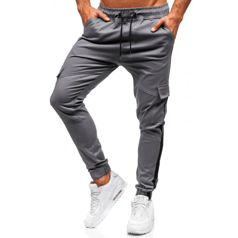 LightweightInsulation Men'S Solid Color Flip Pocket Casual Tethered Straight Sports Pants