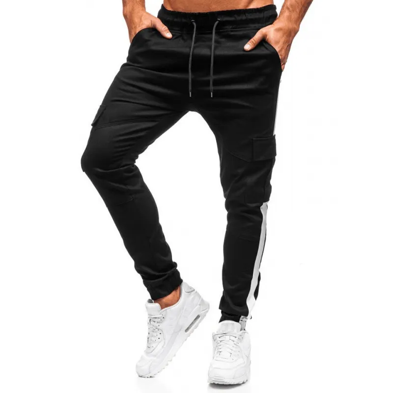 Men'S Solid Color Flip Pocket Casual Tethered Straight Sports Pants Fashion Fit