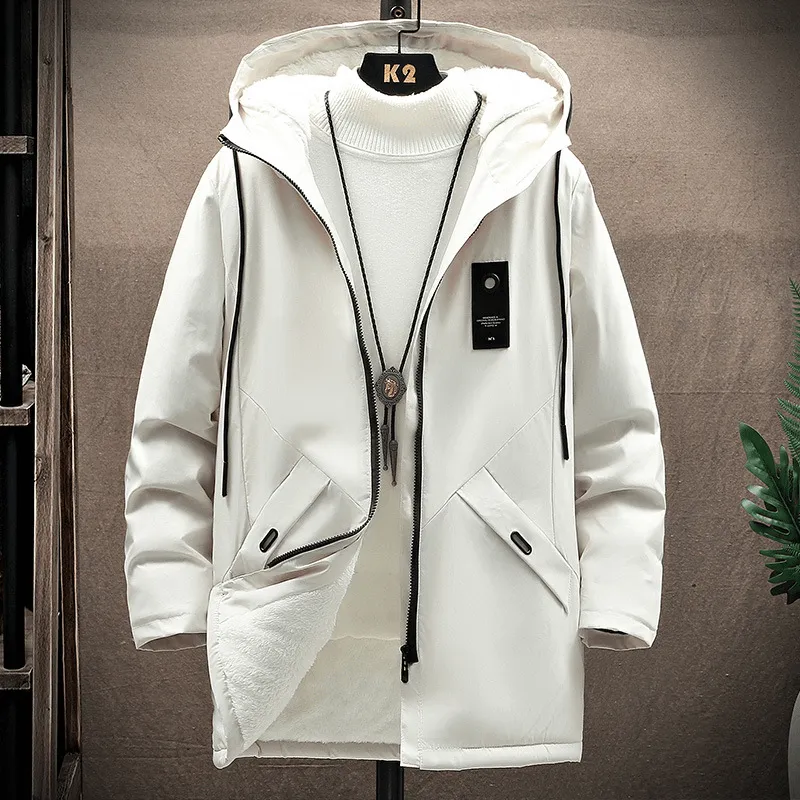 Reflective details Light Reflective Logos Men'S Solid Color Hooded Jacket Korean Version plus Velvet Thickening