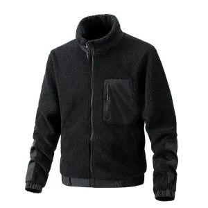 DualLayer Weave Modular Layering System Men's Standing Collar Solid Color Fleece Jacket
