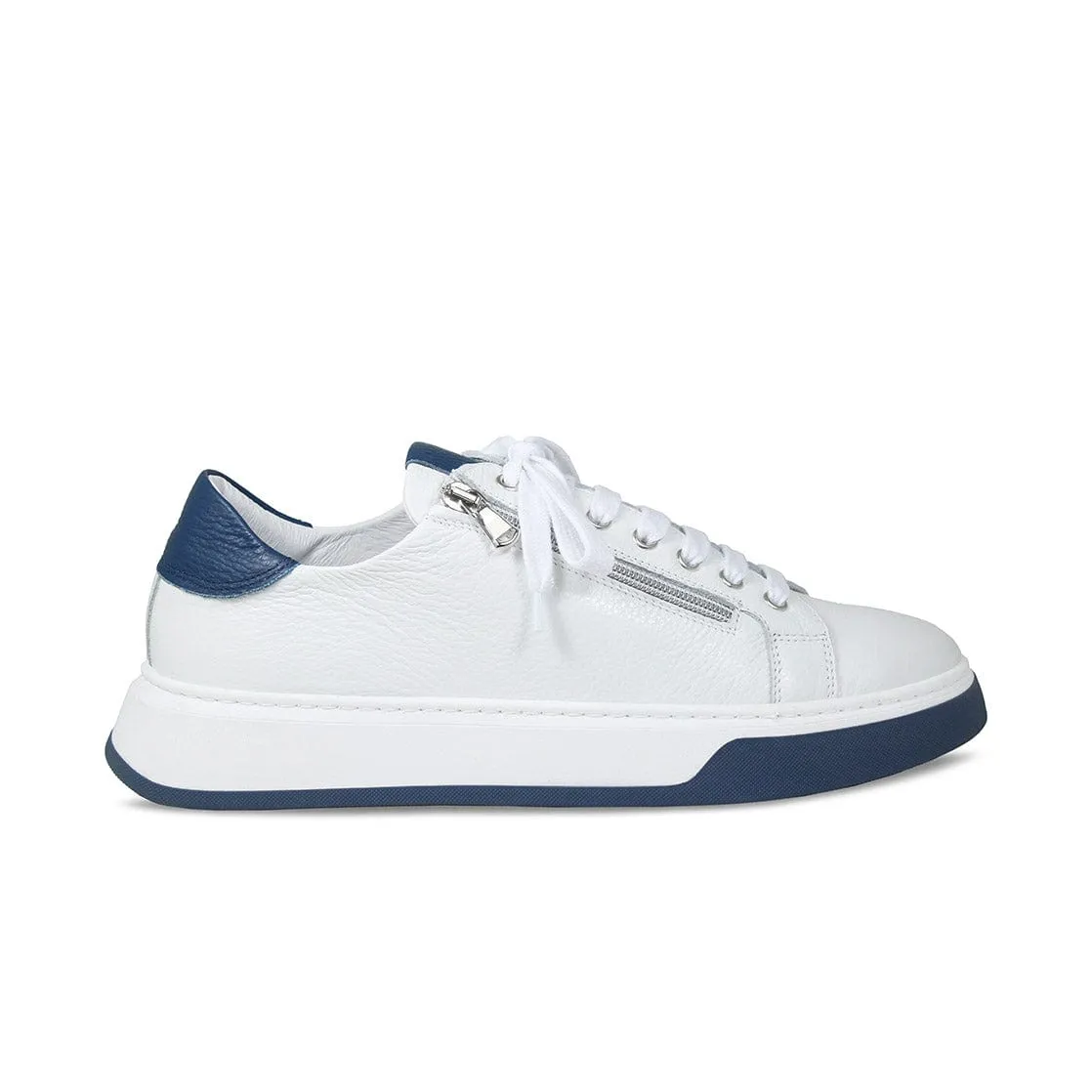 MEN'S Statement: White Leather & Navy Modern Cushioning