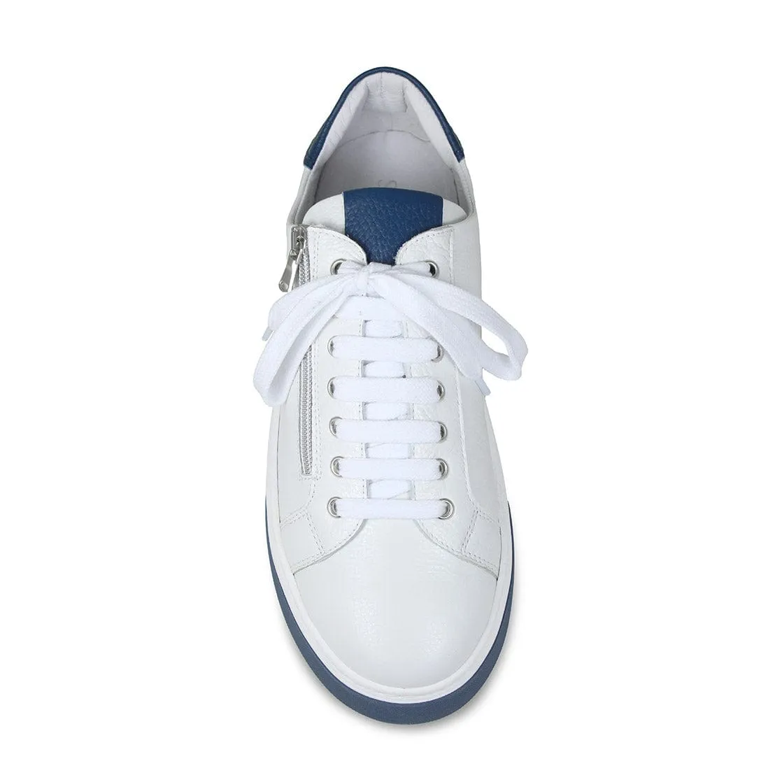 MEN'S Statement: White Leather & Navy Microfiber Covering work - style