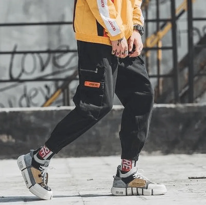 Men'S Strapped Feet Street Trend Loose Hong Kong Style Nine-Point Harlan Pants Comfy Wardrobe