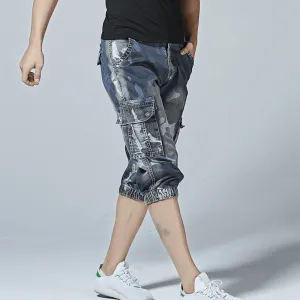 Men'S Summer Camouflage Cropped Overalls Printed Loose Casual Straight Leg Stretch Flex Chic Fit
