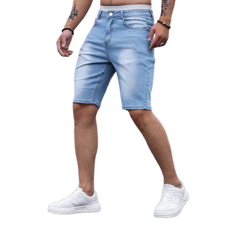 Quick Release Fastener Men's Three-color Stretch Tight Denim Shorts