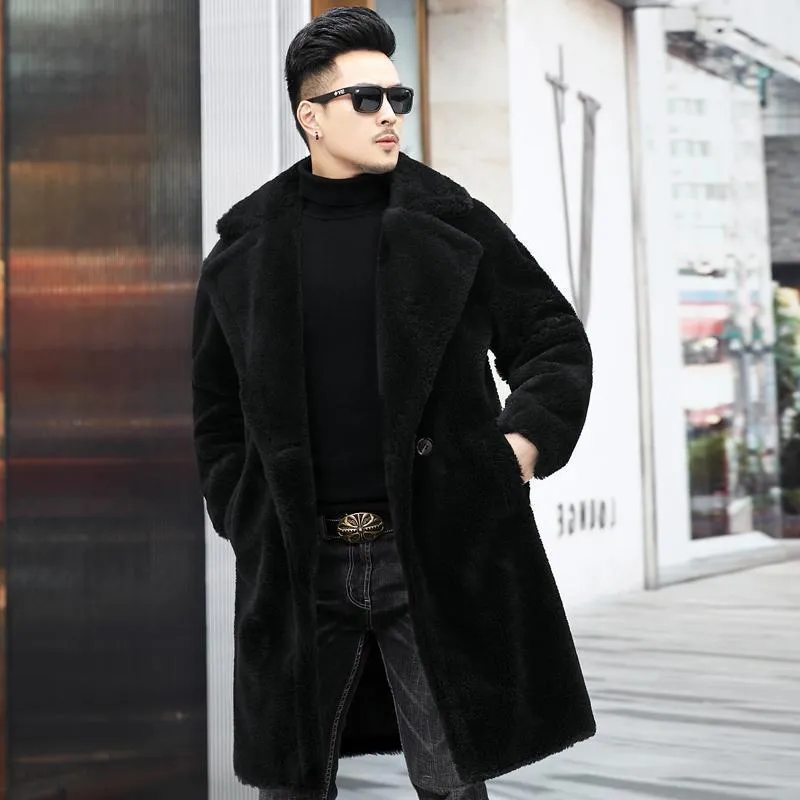 Men's Winter New Thickened Cashmere Long Warm Fur Coat Comfy Fit