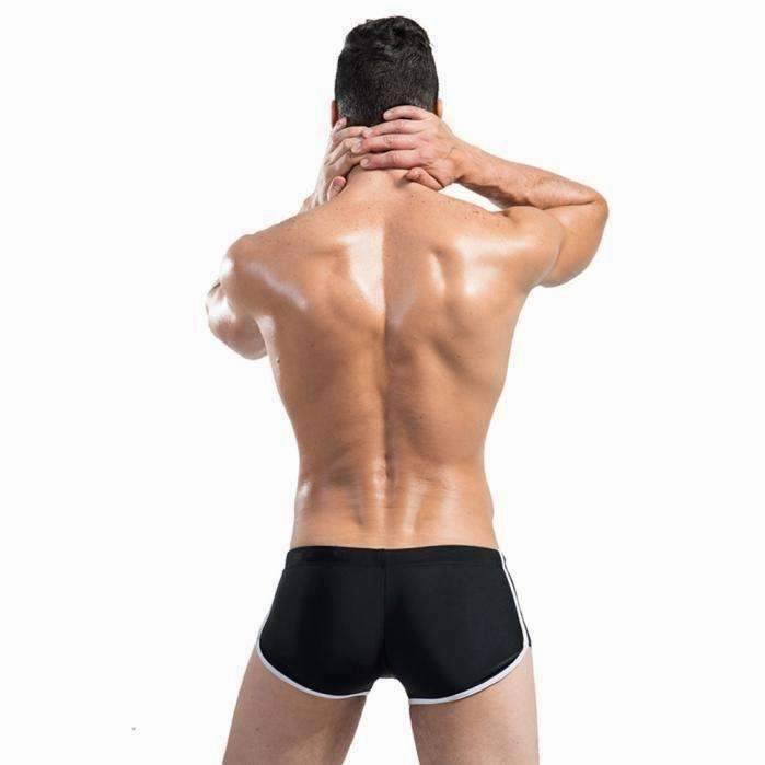 Mens Swimming Trunks Shorts Wear Front Tie with Pocket Pants Swimsuit BK L Lace-Trim